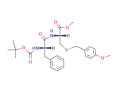Molecular Structure of 93394-73-1 (L-Cysteine,
N-[N-[(1,1-dimethylethoxy)carbonyl]-L-phenylalanyl]-S-[(4-methoxyphenyl
)methyl]-, methyl ester)