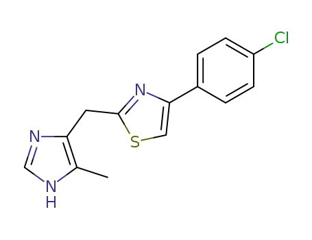 Molecular Structure of 129486-44-8 (4-(4-chlorophenyl)-2-<<4(5)-methyl-5(4)-imidazolyl>methyl>thiazole)