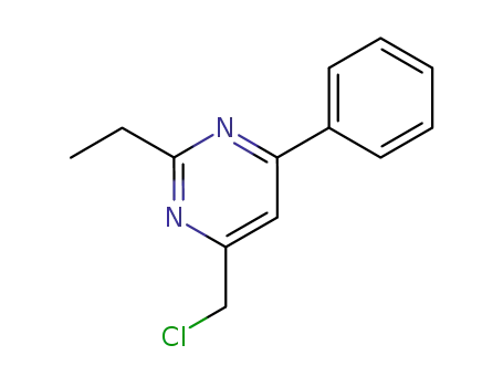 Molecular Structure of 89966-80-3 (Pyrimidine, 4-(chloromethyl)-2-ethyl-6-phenyl-)