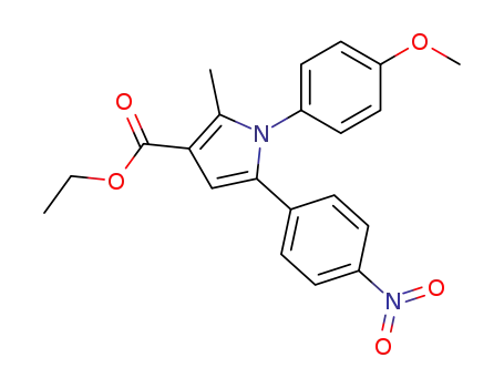 Molecular Structure of 88502-21-0 (1H-Pyrrole-3-carboxylic acid,
1-(4-methoxyphenyl)-2-methyl-5-(4-nitrophenyl)-, ethyl ester)