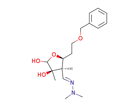 Molecular Structure of 87413-16-9 (3-Furancarboxaldehyde,
tetrahydro-4,5-dihydroxy-3,4-dimethyl-2-[2-(phenylmethoxy)ethyl]-,
dimethylhydrazone)