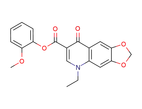 Molecular Structure of 135922-55-3 (5-Ethyl-8-oxo-5,8-dihydro-[1,3]dioxolo[4,5-g]quinoline-7-carboxylic acid 2-methoxy-phenyl ester)
