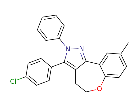 Molecular Structure of 124392-73-0 (3-(4-chlorophenyl)-9-methyl-2-phenyl-4,5-dihydro-2H-[1]benzoxepino[5,4-c]pyrazole)