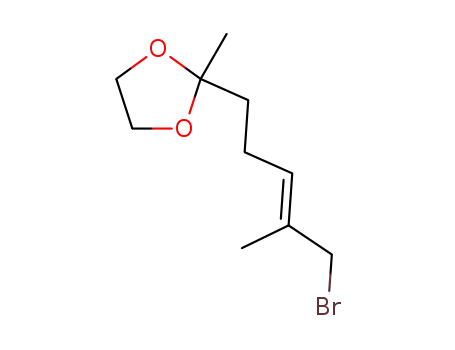 Molecular Structure of 60705-23-9 (1,3-Dioxolane, 2-(5-bromo-4-methyl-3-pentenyl)-2-methyl-, (E)-)