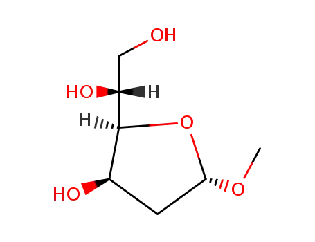 Molecular Structure of 6001-17-8 (Methyl 2-deoxy-α-D-arabino-hexofuranoside)