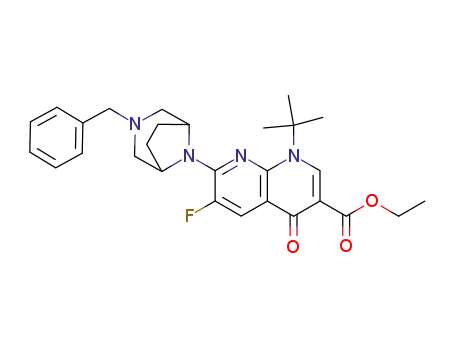 7-(3,-benzyl-3,8-diazabicyclo [3.2.1] oct-8-yl)-1-(1,1-dimethylethyl)-1,4-dihydro-6-fluoro-4-oxo-1,8-naphthyridine-3-carboxylic acid ethyl ester