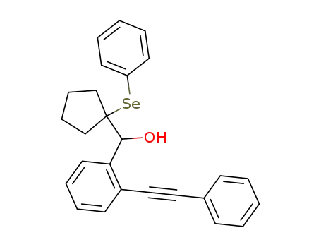 Molecular Structure of 101131-08-2 ((2-Phenylethynyl-phenyl)-(1-phenylselanyl-cyclopentyl)-methanol)