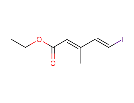 Molecular Structure of 144950-83-4 (2,4-Pentadienoic acid, 5-iodo-3-methyl-, ethyl ester, (2E,4E)-)