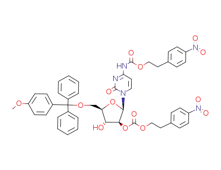 Molecular Structure of 148313-12-6 (1-<5'-O-(monomethoxytrityl)-2'-O-<2-(4-nitrophenyl)ethoxycarbonyl>-β-D-arabinofuranosyl>-N<sup>4</sup>-<2-(4-nitrophenyl)ethoxycarbonyl>cytosine)
