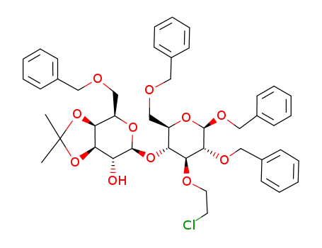 benzyl 2,6,6'-tri-O-benzyl-3-O-(2-chloroethyl)-3',4'-O-isopropylidene β-lactoside