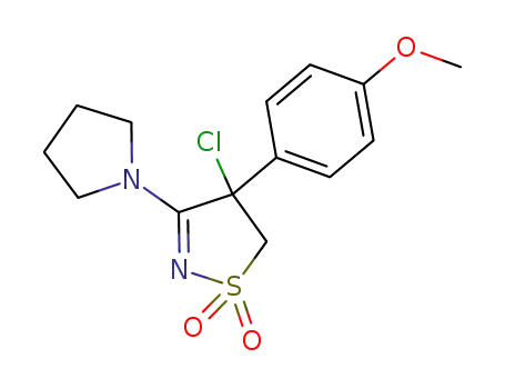 Molecular Structure of 141855-71-2 (Isothiazole, 4-chloro-4,5-dihydro-4-(4-methoxyphenyl)-3-(1-pyrrolidinyl)-,
1,1-dioxide)