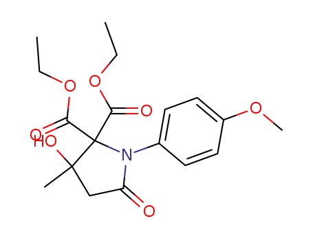 Molecular Structure of 83304-69-2 (2,2-Pyrrolidinedicarboxylic acid,
3-hydroxy-1-(4-methoxyphenyl)-3-methyl-5-oxo-, diethyl ester)