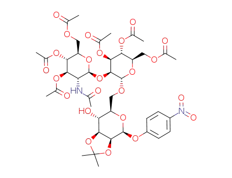4-nitrophenyl O-(2-acetamido-3,4,6-tri-O-acetyl-2-deoxy-β-D-glucopyranosyl)-(1->2)-O-(3,4,6-tri-O-acetyl-α-D-mannopyranosyl)(1->6)-2,3-O-isopropylidene-β-D-mannopyranoside
