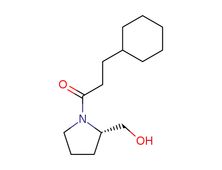 Molecular Structure of 143668-91-1 (2-Pyrrolidinemethanol, 1-(3-cyclohexyl-1-oxopropyl)-, (S)-)