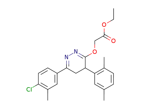 Molecular Structure of 89936-39-0 (Acetic acid,
[[6-(4-chloro-3-methylphenyl)-4-(2,5-dimethylphenyl)-4,5-dihydro-3-pyrid
azinyl]oxy]-, ethyl ester)