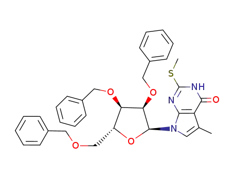 5-Methyl-2-methylthio-7-(2',3',5'-tri-O-benzyl-α-D-ribofuranosyl)pyrrolo<2,3-d>pyrimidin-4(3H)-on