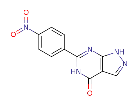Molecular Structure of 21314-14-7 (4H-Pyrazolo[3,4-d]pyrimidin-4-one, 1,5-dihydro-6-(4-nitrophenyl)-)