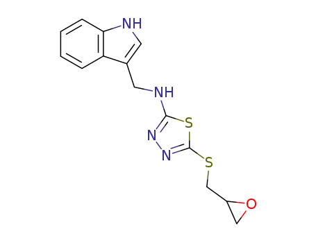 Molecular Structure of 86717-02-4 (3-<(2-Aminomethyl)-5-(3-epoxypropylmercapto)-1,3,4-thiadiazolyl>indole)