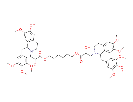 Molecular Structure of 145487-82-7 (3-[6,7-Dimethoxy-1-(3,4,5-trimethoxy-benzyl)-3,4-dihydro-1H-isoquinolin-2-yl]-2-hydroxy-propionic acid 6-{3-[6,7-dimethoxy-1-(3,4,5-trimethoxy-benzyl)-3,4-dihydro-1H-isoquinolin-2-yl]-2-hydroxy-propionyloxy}-hexyl ester)