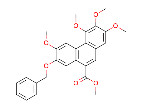 Molecular Structure of 89356-72-9 (9-Phenanthrenecarboxylic acid,
2,3,4,6-tetramethoxy-7-(phenylmethoxy)-, methyl ester)