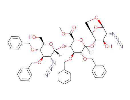O-(2-azido-3,4-di-O-benzyl-2-deoxy-α-D-glucopyranosyl)-(1->4)-O-(methyl 2,3-di-O-benzyl-β-D-glucopyranosyluronate)-(1->4)-1,6-anhydro-2-azido-2-deoxy-β-D-glucopyranose