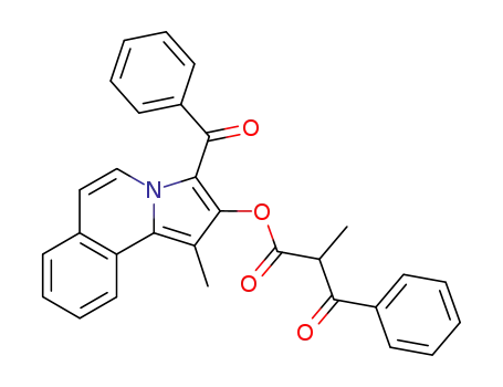Molecular Structure of 90069-62-8 (Benzenepropanoic acid, a-methyl-b-oxo-,
3-benzoyl-1-methylpyrrolo[2,1-a]isoquinolin-2-yl ester)