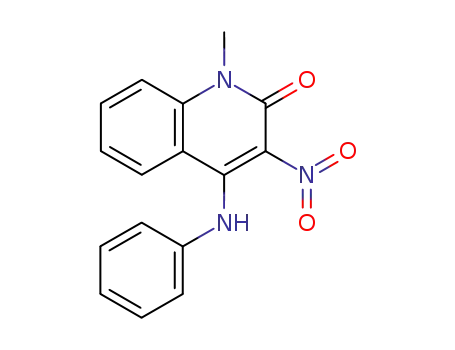 Molecular Structure of 141945-56-4 (1-methyl-3-nitro-4-(phenylamino)quinolin-2(1H)-one)