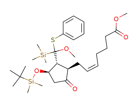 5-Heptenoic acid,
7-[3-[[(1,1-dimethylethyl)dimethylsilyl]oxy]-2-[methoxy(phenylthio)(trimeth
ylsilyl)methyl]-5-oxocyclopentyl]-, methyl ester