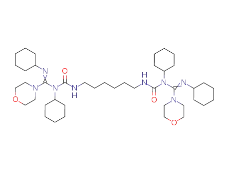 Molecular Structure of 117688-40-1 (1,1'-hexamethylenebis(3-cyclohexyl-3-((cyclohexylimino)(4-morpholinyl)methyl)urea))