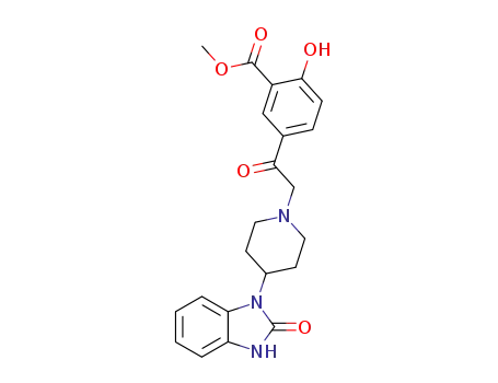 Molecular Structure of 74971-65-6 (methyl 5-<2-<4-(2,3-dihydro-2-oxo-1H-benzimidazol-1-yl)-1-piperidyl>acetyl>-2-hydroxybenzoate)