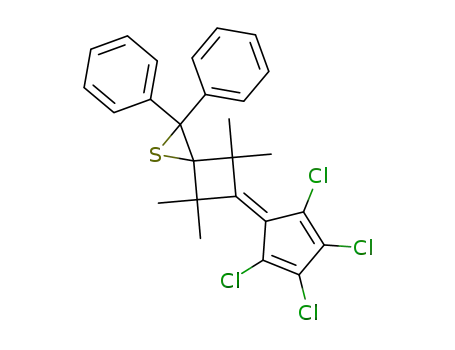 Molecular Structure of 114663-28-4 (4,4,6,6-tetramethyl-2,2-diphenyl-5-(2,3,4,5-tetrachlorcyclopenta-2,4-dien-1-yliden)-1-thiaspiro<2.3>hexan)