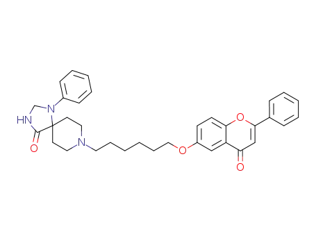 Molecular Structure of 140439-02-7 (1,3,8-Triazaspiro[4.5]decan-4-one,
8-[6-[(4-oxo-2-phenyl-4H-1-benzopyran-6-yl)oxy]hexyl]-1-phenyl-)
