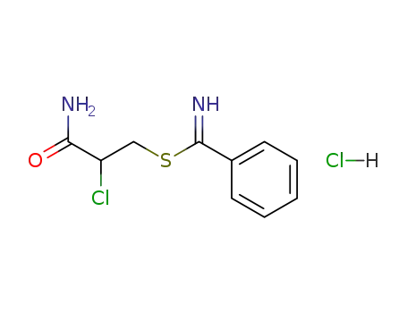 Molecular Structure of 116077-25-9 (S-<2-Carbamoyl-2-chlorethyl>thiobenzamid-Hydrochlorid)