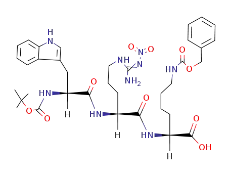 Molecular Structure of 100102-96-3 (Boc-Trp-Arg(NO<sub>2</sub>)-Lys(Z)-OH)