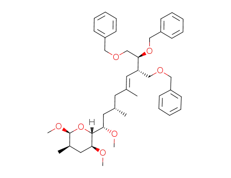 (2R,3S,5R,6S)-2-((E)-(1S,3S,7S,8S)-8,9-Bis-benzyloxy-7-benzyloxymethyl-1-methoxy-3,5-dimethyl-non-5-enyl)-3,6-dimethoxy-5-methyl-tetrahydro-pyran