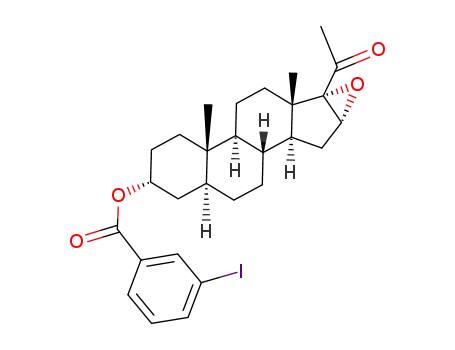 Molecular Structure of 96354-43-7 (3-Iodo-benzoic acid (3R,5S,8R,9S,10S,13S,14S,16R,17S)-17-acetyl-10,13-dimethyl-hexadecahydro-20-oxa-cyclopropa[16,17]cyclopenta[a]phenanthren-3-yl ester)