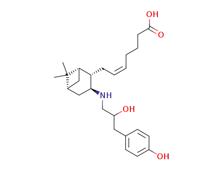 Molecular Structure of 95234-05-2 ((Z)-7-{(1S,2S,3S,5R)-3-[2-Hydroxy-3-(4-hydroxy-phenyl)-propylamino]-6,6-dimethyl-bicyclo[3.1.1]hept-2-yl}-hept-5-enoic acid)