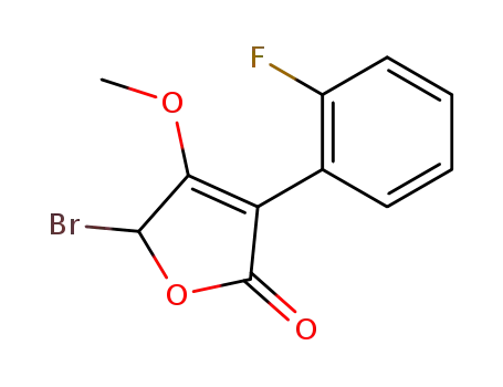 Molecular Structure of 100074-70-2 (5-Bromo-3-(2-fluoro-phenyl)-4-methoxy-5H-furan-2-one)