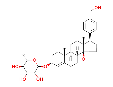 4-<3β-<(6-deoxy-α-L-mannopyranosyl)oxy>-14β-hydroxyandrost-4-en-17β-yl>benzenemethanol