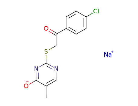 Molecular Structure of 119760-69-9 (2-(4-chlorobenzoylmethylthio)-5-methylpyrimidin-4(1H)-one sodium salt)