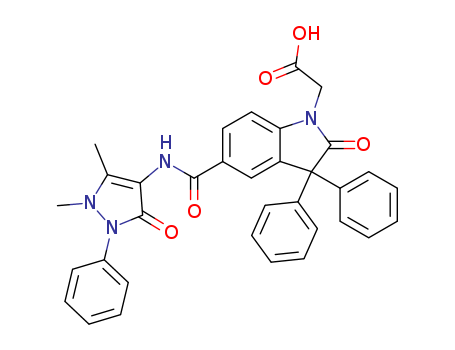 2-[5-[(1,5-DIMETHYL-3-OXO-2-PHENYL-PYRAZOL-4-YL)CARBAMOYL]-2-OXO-3,3-D IPHENYL-INDOL-1-YL]ACETIC ACID