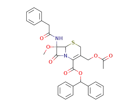 Molecular Structure of 62801-98-3 (diphenylmethyl 7α-methoxy-7β-(phenylacetamido)cephalosporanate)