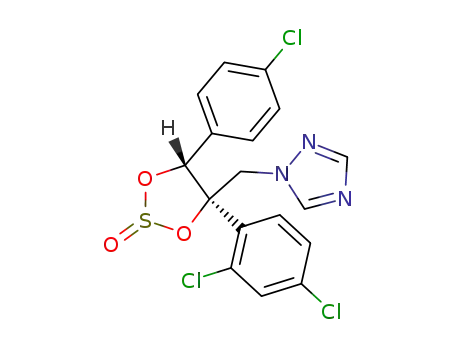 Molecular Structure of 107741-39-9 (1-{[(4S,5R)-5-(4-chlorophenyl)-4-(2,4-dichlorophenyl)-2-oxido-1,3,2-dioxathiolan-4-yl]methyl}-1H-1,2,4-triazole)