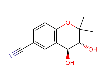 Molecular Structure of 127486-48-0 (2H-1-Benzopyran-6-carbonitrile,
3,4-dihydro-3,4-dihydroxy-2,2-dimethyl-, trans-)