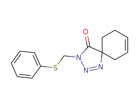 Molecular Structure of 77422-80-1 (1,2,3-Triazaspiro[4.5]deca-1,7-dien-4-one, 3-[(phenylthio)methyl]-)