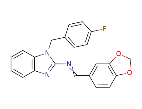 Molecular Structure of 144836-28-2 ([1-Benzo[1,3]dioxol-5-yl-meth-(E)-ylidene]-[1-(4-fluoro-benzyl)-1H-benzoimidazol-2-yl]-amine)