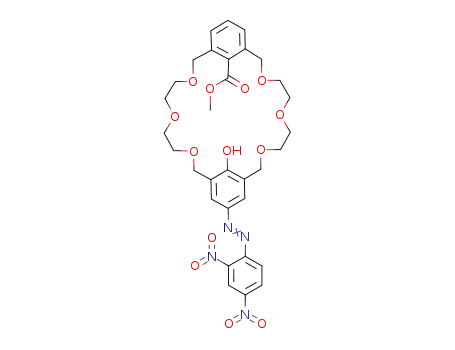 13-(2,4-Dinitro-phenylazo)-30-hydroxy-3,6,9,17,20,23-hexaoxa-tricyclo[23.3.1.1<sup>11,15</sup>]triaconta-1<sup>(29)</sup>,11,13,15<sup>(30)</sup>,25,27-hexaene-29-carboxylic acid methyl ester