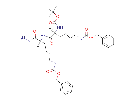 Molecular Structure of 62146-52-5 (benzyl {5-[(6-{[(benzyloxy)carbonyl]amino}-2-[(tert-butoxycarbonyl)amino]hexanoyl)amino]-6-hydrazinyl-6-oxohexyl}carbamate (non-preferred name))