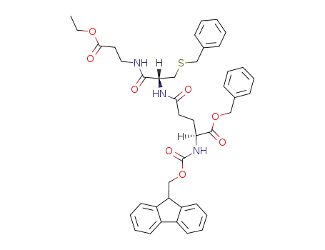 Molecular Structure of 147220-17-5 ((S)-4-[(R)-2-Benzylsulfanyl-1-(2-ethoxycarbonyl-ethylcarbamoyl)-ethylcarbamoyl]-2-(9H-fluoren-9-ylmethoxycarbonylamino)-butyric acid benzyl ester)