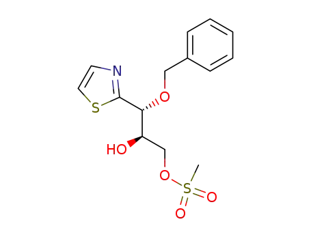 Molecular Structure of 119991-25-2 ((2R,3R)-3-Benzyloxy-1-methylsulfonyloxy-3-(2-thiazolyl)-1,2,3-propanetriol)